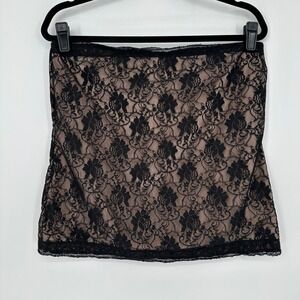 Y2K Emma G Black Nude Floral Lace Tube Top Strapless Going Out Feminine‎ XL